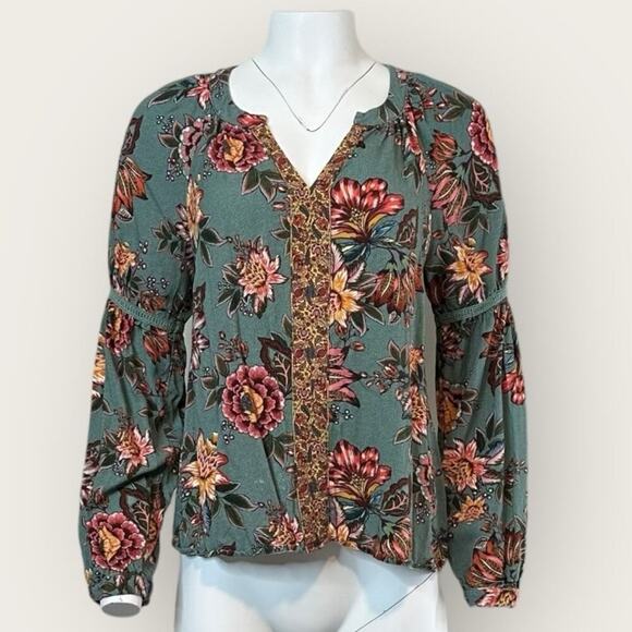 Farm Rio x Anthropologie | Palola Floral Peasant Blouse | Multi Green | Medium - Picture 15 of 15